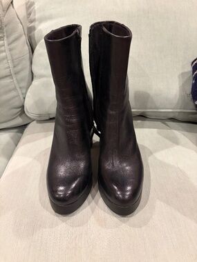 Zara leather platform boots